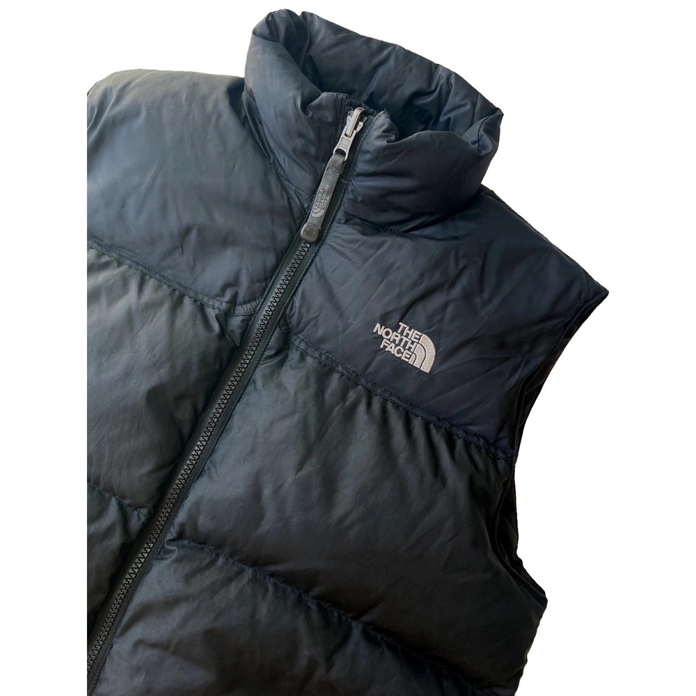 The North Face Down Puffer Vest Boys Youth L 600 Fill Black Full Zip Outdoor